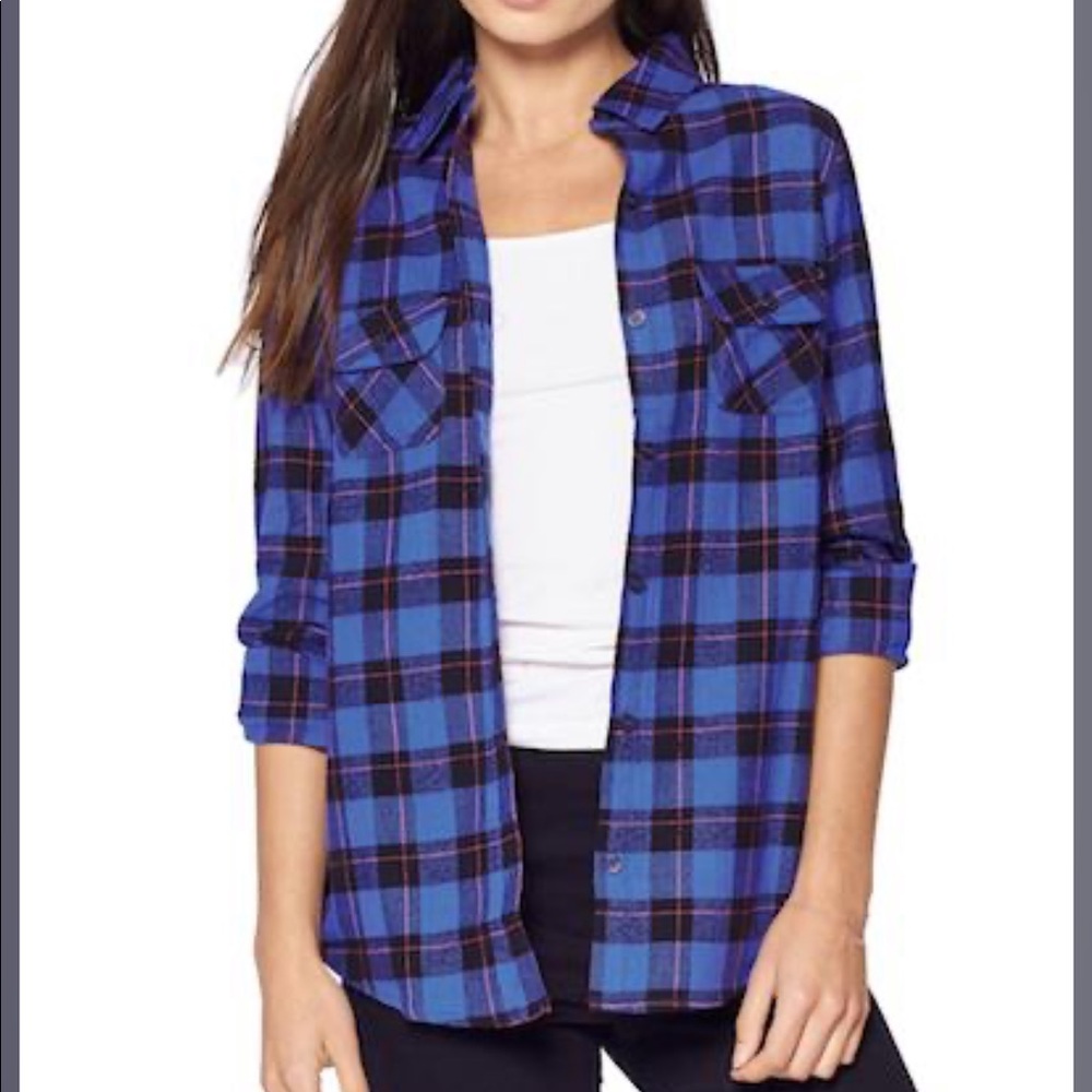 Ladies Flannel Plaid Button Up